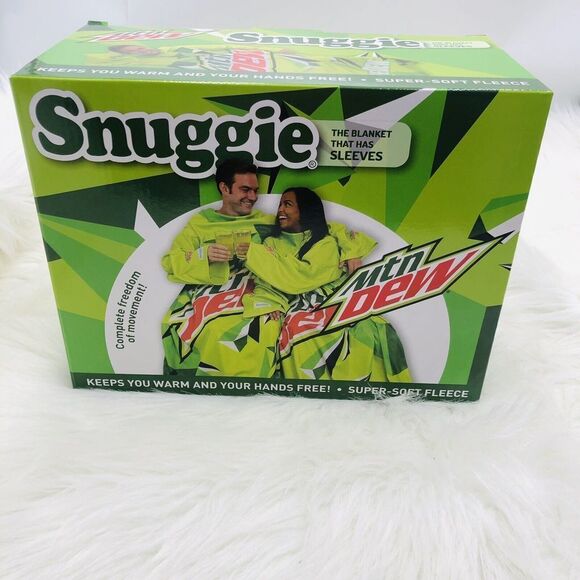 Brand  New Snuggie MTN‎ Mountain Dew 71" X 54" Blanket w/ Sleeves Christmas 2023 - Picture 1 of 5